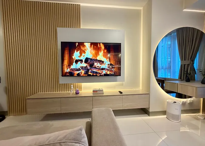 Apartment Brand New Unit In Uptown Bgc With Balcony 55 Inch Smart Tv And 300mbps Wifi, With Workspace, Beside Landers, Near Uptown Mall And Mitsukoshi Mall Manila